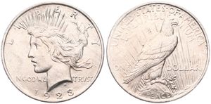 United States of America, Republic, 1 Dollar Silver 1923, Peace dollar, KM 150, A.UNC