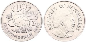 Seychelles, Republic, 10 Rupees Copper-Nickel 1976, Declaration of Independence, KM 28, UNC 