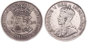 South Africa, British Colony, George V, 2-1/2 Shillings Silver 1924, Crowned bust left, KM 19.1, VF
