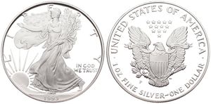 United States of America, Republic, 1 Dollar Silver 1993P, American Eagle - Liberty walking left, KM 273, SCARCE, PROOF