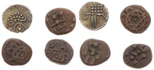 India - Princely States, Mixed States, Very good lot with 4 different older tiny coins from various princely states in nice grades including some special items...