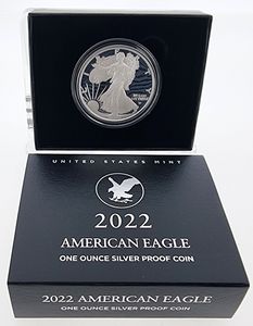 United States of America, Republic, 1 Dollar Silver 2022W, American Eagle - Liberty walking left, KM New, PROOF in original box