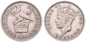 Southern Rhodesia, British Colony, George VI, 1 Shilling Copper-Nickel 1947, Crowned head left, KM 18b, XF