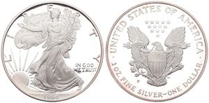 United States of America, Republic, 1 Dollar Silver 1994P, American Eagle - Liberty walking left, KM 273, SCARCE, PROOF