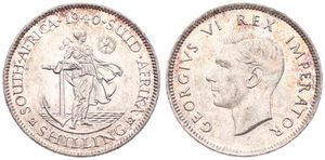 South Africa, British Colony, George VI, 1 Shilling Silver 1940, Head left, KM 28, XF/AU