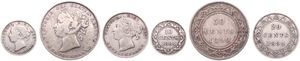 Canada, Newfoundland Province, Victoria, 10, 20 & 50 Cents Silver 1894-1899, Queen's head left, KM 3,4 & 6, F/VF