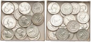 United States of America, Republic, Very good lot with 17 older Silver 1/4 Dollar coins 1963-1964, all A.UNC/UNC
