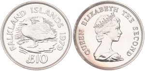 Falkland Islands, British Colony, Elizabeth II, 10 Pounds Silver 1979, Conservation - Flightless Steamer Ducks, KM 12, B.UNC
