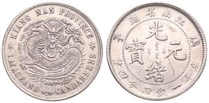 China, Kiangnan Province, 20 Cents Silver ND (1900), Dragon facing / Legend within beaded circle, KM 143a.4, XF (some scratches)