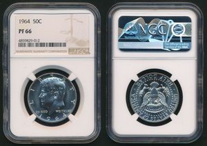 United States of America, Republic, 1/2 Dollar Silver 1964, John F. Kennedy, KM 202, NGC Graded PF-66
