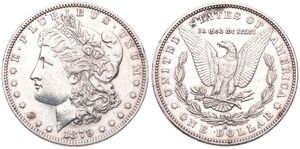United States of America, Republic, 1 Dollar Silver 1879O, Morgan dollar, KM 110, VF (cleaned)