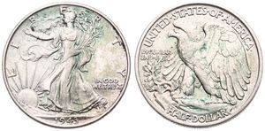 United States of America, Republic, 1/2 Dollar Silver 1943, Walking Liberty half dollar, KM 142, VF