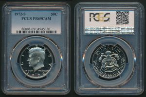 United States of America, Republic, 1/2 Dollar Copper-Nickel 1972S, John F. Kennedy, KM 202b, PCGS Graded PR-69CAM