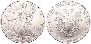 United States of America, Republic, 1 Dollar Silver 1996, American Eagle - Liberty walking left, KM 273, UNC