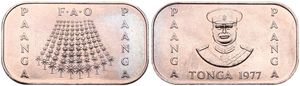 Tonga, Kingdom, Taufa'ahau Tupou IV, 1 Pa'anga Copper-Nickel 1977, F.A.O. - 100 Palm Trees, KM 57, B.UNC