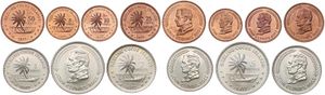 Cocos Keeling Islands, British Territory, 5, 10, 20, 50 Cents & 1, 2, 5 Rupees 1977, Bust of John Clunies Ross, KM X 1/7, SCARCE, UNC