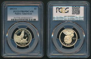 United States of America, Republic, 1 Dollar Aluminum-Bronze 2013S, Native American Dollar - Delaware Treaty, KM 551, PCGS Graded PR-69DCAM