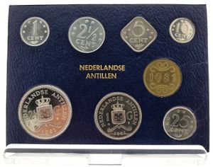 Netherlands Antilles, Dutch Administration, Beatrix, Official Annual Mint Set 1981 (7) in original packaging, KM MS5, UNC