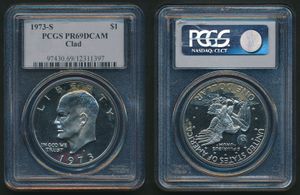 United States of America, Republic, 1 Dollar Copper-Nickel 1973S, Eisenhower Dollar, KM 203, PCGS Graded PR-69DCAM