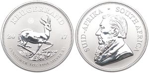 South Africa, Republic, 1 Krugerrand Silver 2017, 50th Anniversary of the Krugerrand / Springbok right, KM New, UNC