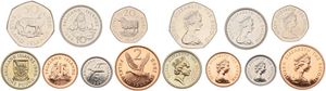Falkland Islands, British Colony, Elizabeth II, 1, 2 ,5, 10, 20, 50 Pence & 1 Pound 1999, Various Animal designs, KM div, UNC