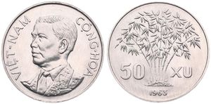 Vietnam, Republic, 50 Xu Aluminum 1963, Bust of Ngo Dihn Diem left, KM 6, UNC