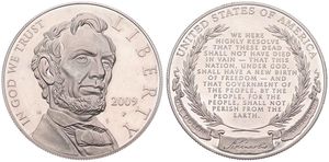 United States of America, Republic, 1 Dollar Silver 2009P, Lincoln Bicentennial, KM 454, PROOF