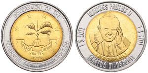 Micronesia, Federated States, 1 Dollar Bi-Metallic 2011, Pope John Paul II, KM X New, UNC
