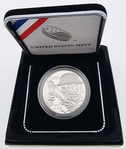 United States of America, Republic, 1 Dollar Silver 2018P, World War I Centennial, KM New, PROOF