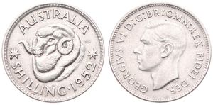 Australia, British Colony, George VI, 1 Shilling Silver 1952, Head left - Ram, KM 46, A.XF