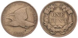 United States of America, Republic, 1 Cent Copper-Nickel 1857, Flying Eagle cent, KM 85, VG