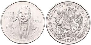 Mexico, Estados Unidos, 100 Pesos Silver 1978, Bust facing, KM 483.2, UNC