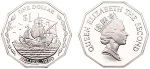 Belize, Commonwealth, 1 Dollar Silver 1990, The three ships of Columbus, KM 99a, PROOF