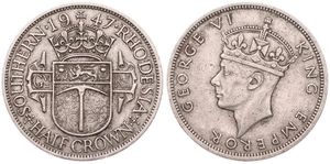 Southern Rhodesia, British Colony, George VI, 1/2 Crown Copper-Nickel 1947, Crowned head left, KM 15b, A.XF