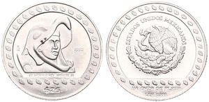 Mexico, Estados Unidos, 25 Pesos Silver 1992, Eagle Warrior right, KM 554, UNC
