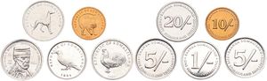 Somaliland, Republic, 1, 5, 5, 10 & 20 Shillings 1994-2002, Various designs, KM div, UNC