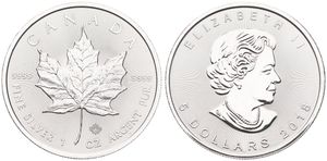 Canada, Confederation, Elizabeth II, 5 Dollars Silver 2018, Maple Leaf - New bust right, KM New with PRIVY MARK, UNC