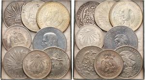 Mexico, Estados Unidos, Very good lot with 8 older & modern Silver coins in nice grades, many different types including scarcer items and many higher grades... 