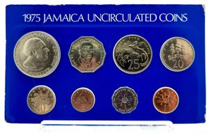 Jamaica, British Colony, Elizabeth II, Official Annual Mint Set 1975 (8) in original packaging, KM MS11, UNC