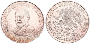 Mexico, Estados Unidos, 25 Pesos Silver 1972, Bust left, KM 480, UNC