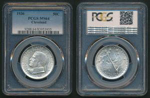United States of America, Republic, 1/2 Dollar Silver 1936, Cleveland Centennial - Great Lakes Exposition, KM 177, PCGS Graded MS-64