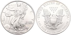 United States of America, Republic, 1 Dollar Silver 1997, American Eagle - Liberty walking left, KM 273, UNC