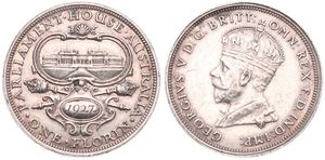 Australia, British Colony, George V, 1 Florin Silver 1927, Opening of the Parliament House in Canberra, KM 31, XF