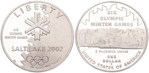 United States of America, Republic, 1 Dollar Silver 2002P, Salt Lake City Winter Olympics, KM 336, PROOF