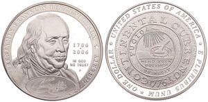 United States of America, Republic, 1 Dollar Silver 2006P, 300th Anniversary of the Birth of Benjamin Franklin, KM 388, PROOF