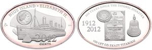 Niue, New Zealand Dependency, 2012 Cents Silver 2012, Titanic sailing left, KM 786, PROOF