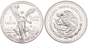 Mexico, Estados Unidos, 1 Onza Silver 1990, Libertad - Winged Victory, KM 494.2, UNC