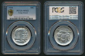 United States of America, Republic, 1/2 Dollar Silver 1936, Long Island Tercentenary, KM 182, PCGS Graded MS-62