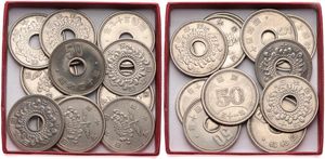 Japan, Empire, Very good lot with 12 x 50 Yen coins, various types and dates in nice condition, some in higher grades... 