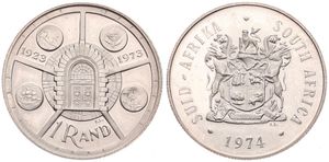 South Africa, Republic, 1 Rand Silver 1974, 50th Anniversary of the Pretoria Mint, KM 89, PROOF